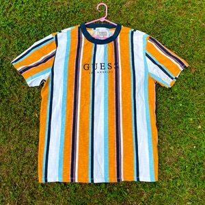 Vintage 90s Guess Shirt Mens Large Striped Orange Multicolor ASAP Rocky